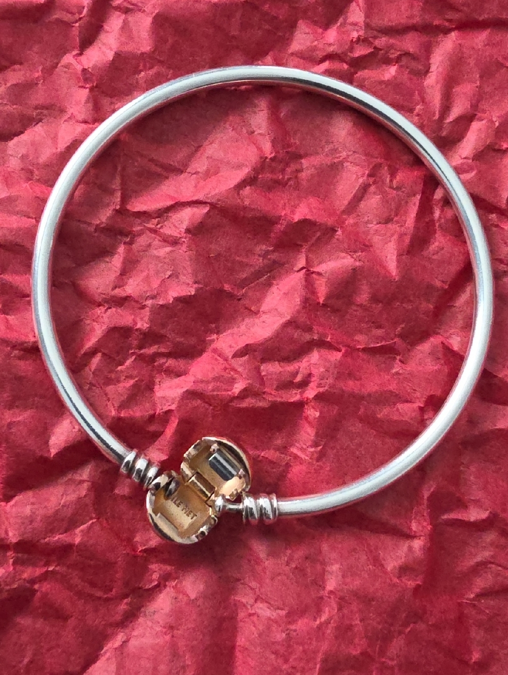 Pandora .925 Silver and Rose Gold Bangle Bracelet